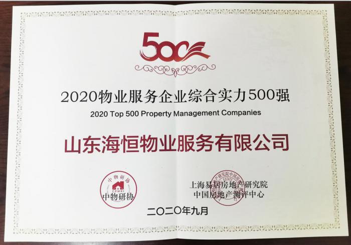 2020年全国物业服务企业综合实力500强（298名））